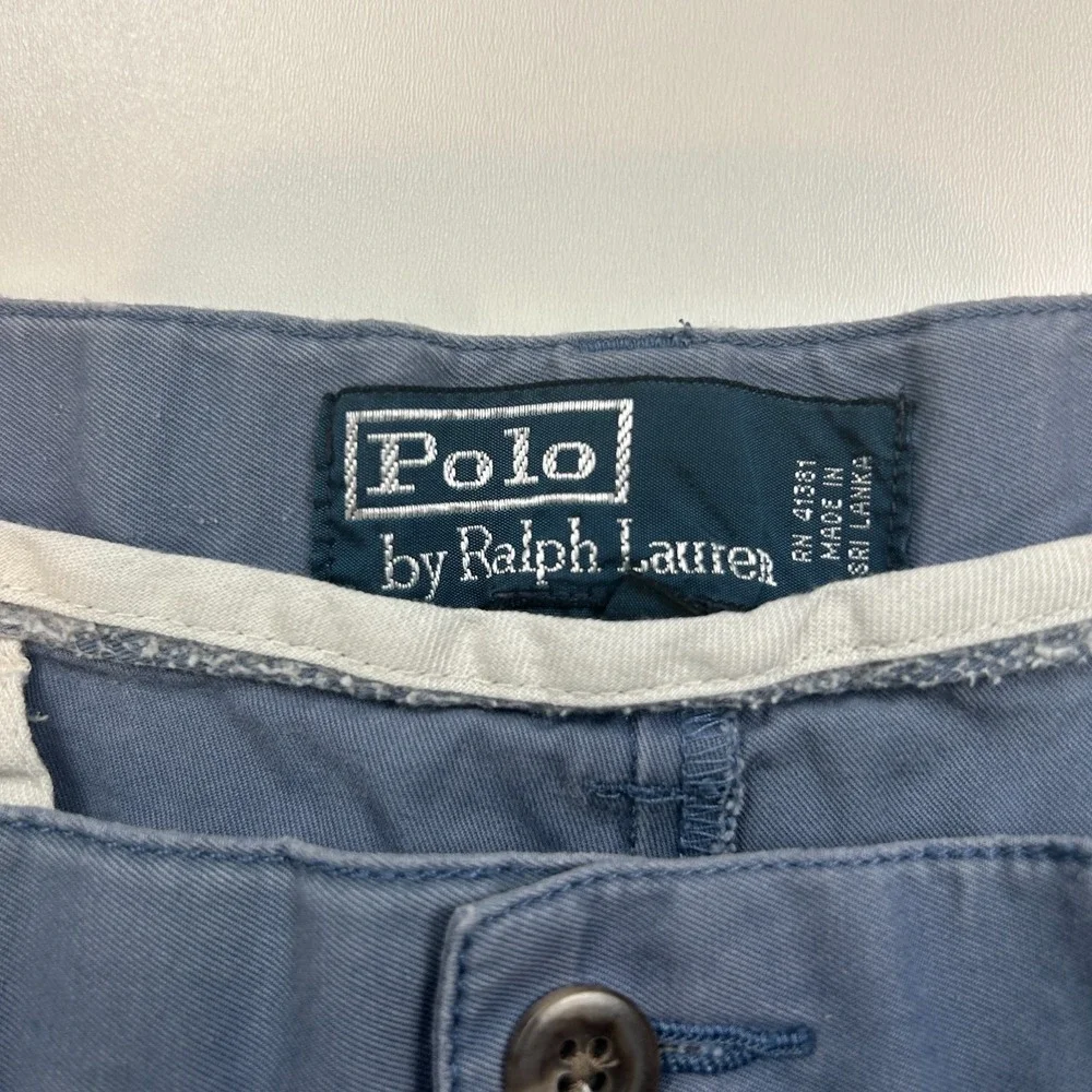 Polo Ralph Lauren Mens 36 Pleated Chino Shorts Slate Blue Vintage Cotton